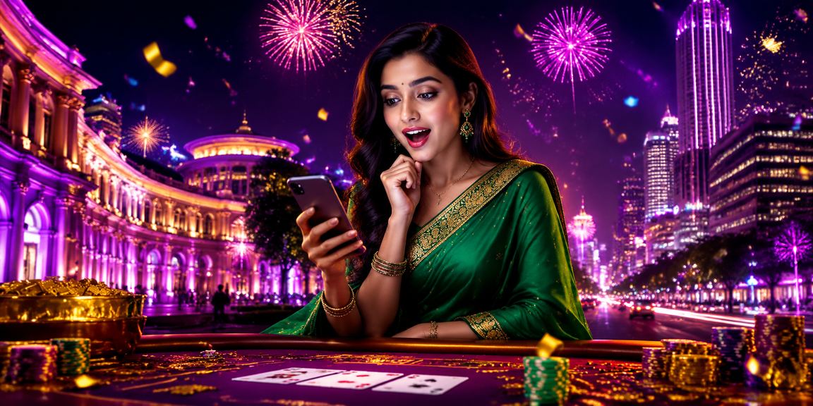 Indian lady playing Baccarat at Connaught Place with saree