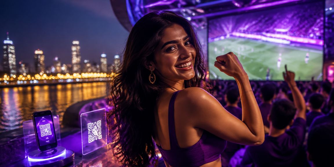 Night cricket betting ambience with neon lights in India