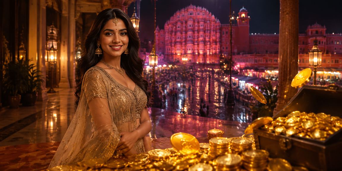 Night street market with casinos and entertainment in Jaipur