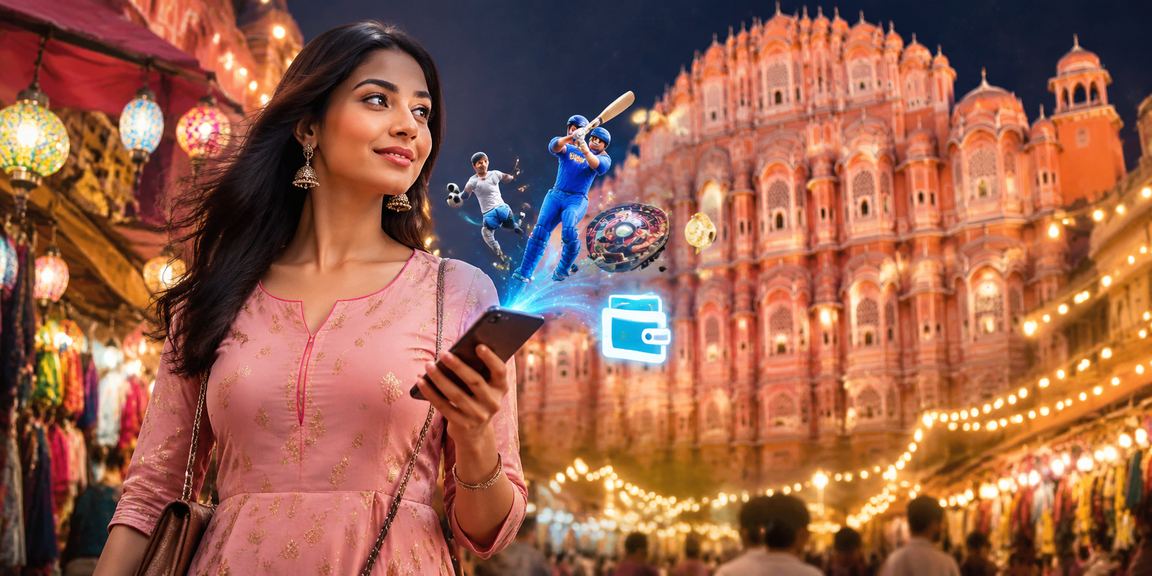 Young Indian woman using mobile sports betting app