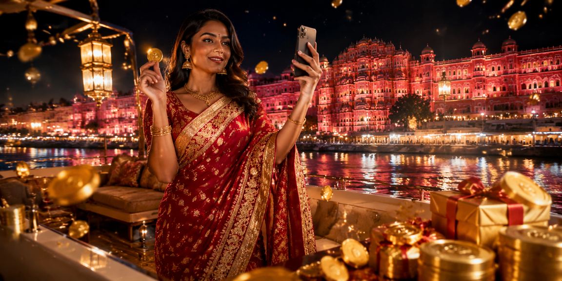 Mobile Casino Interface in Jaipur, Rajasthan featuring colorful Indian attire